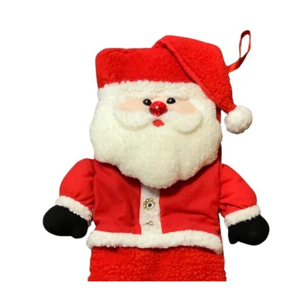 Vtg Santa Claus Plush Christmas Stocking Musical Lights Up Battery Operated 21” - Picture 6 of 7